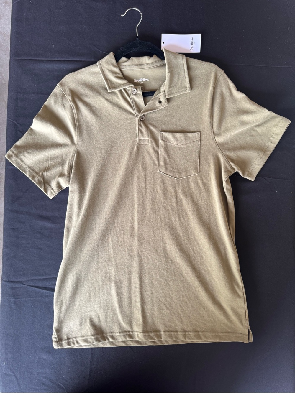 NWT Goodfellow & Co Men's Short Sleeve Vintage Wash Pocket Polo Olive Green
